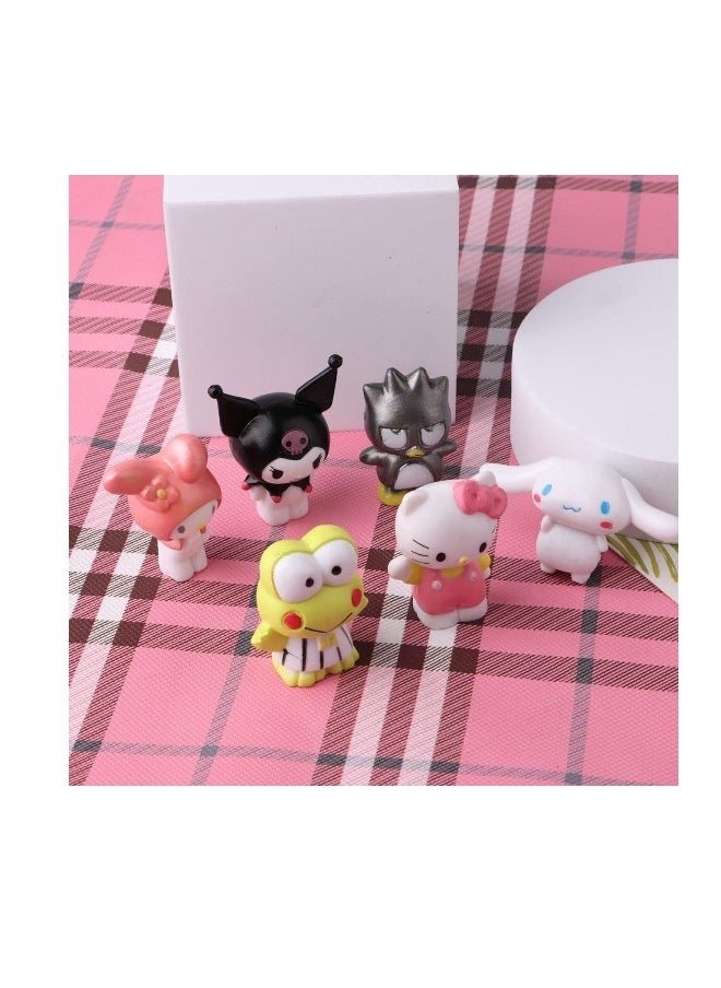 6 Pack C ute Lovely Characters Figurines Mini Animal Figure for Cake Topper, Kids Birthday Party Supplies Decorations, Bouquet, Charms, Cake pan, Plant Etc