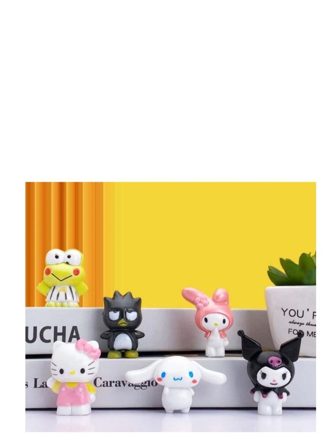 6 Pack C ute Lovely Characters Figurines Mini Animal Figure for Cake Topper, Kids Birthday Party Supplies Decorations, Bouquet, Charms, Cake pan, Plant Etc