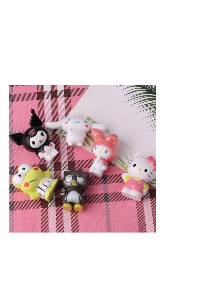 6 Pack C ute Lovely Characters Figurines Mini Animal Figure for Cake Topper, Kids Birthday Party Supplies Decorations, Bouquet, Charms, Cake pan, Plant Etc