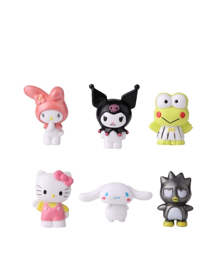 6 Pack C ute Lovely Characters Figurines Mini Animal Figure for Cake Topper, Kids Birthday Party Supplies Decorations, Bouquet, Charms, Cake pan, Plant Etc