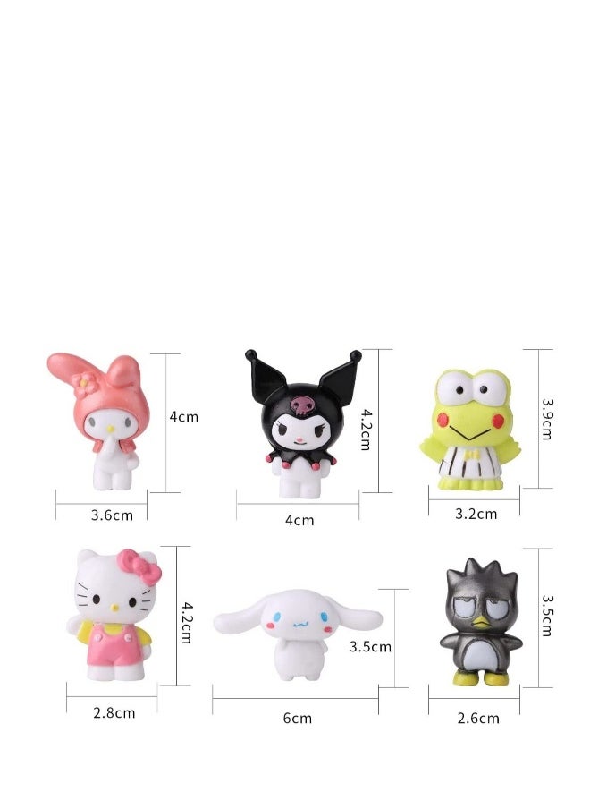 6 Pack C ute Lovely Characters Figurines Mini Animal Figure for Cake Topper, Kids Birthday Party Supplies Decorations, Bouquet, Charms, Cake pan, Plant Etc