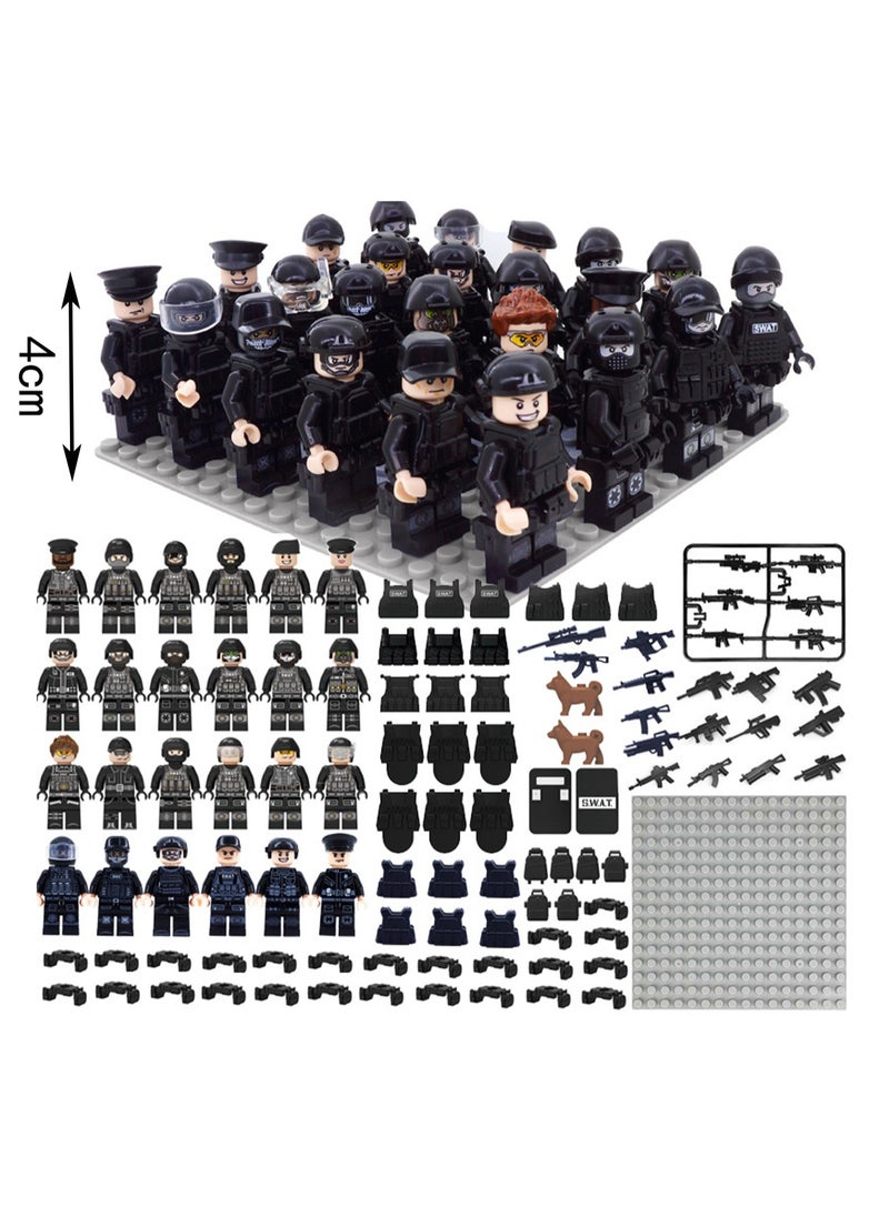 Black Swat Formation, Miniature Building Block Toys, Mini Swat Character Building Blocks Children'S Toys