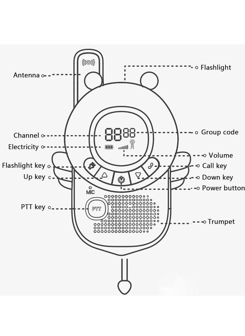 Walkie Talkie Kids 3-12 Years Old 20 Channels 3km Range Flashlight High Quality Radio for Family Games Adventures Camping Toys Back to School Christmas Gift - K22