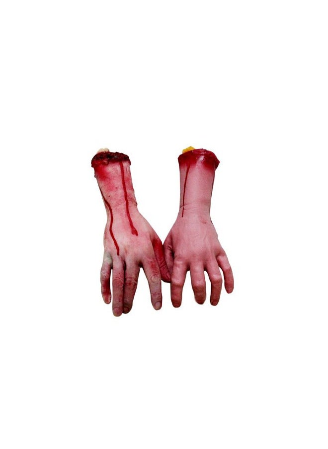 XONOR Halloween Human Arm Plastic Soft Hands Bloody Dead Body Parts Haunted Halloween Decorations, 2-Pieces (Left and Right)