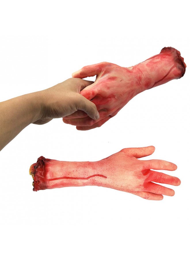 XONOR Halloween Human Arm Plastic Soft Hands Bloody Dead Body Parts Haunted Halloween Decorations, 2-Pieces (Left and Right)