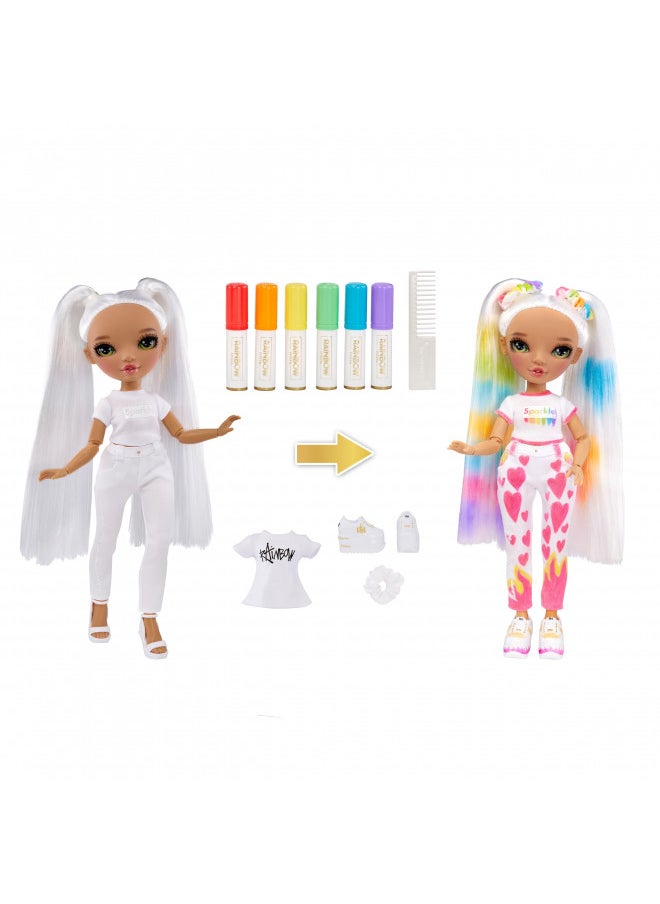 Rainbow High DIY Fashion Doll with Washable Markers, Pigtails, Bonus Top & Shoes - Creative Play 4-12+