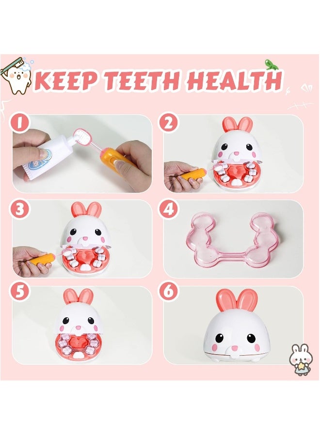 Dentist Kit for Kids - 31 Pcs Doctor Kit for Toddlers 3 - 5 Pretend Play Kit Toys, with Medical Costume & Dental Set, Pink Dentist Pretend Play Gift for Girls