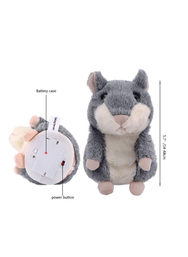 Talking Hamster ,Repeats Everything You Say, Toys for Kids Toddlers Funny Toy for 2 3 4 5 6 7 Year Old Baby, Child ,Clear Voice Interactive Plush Animal Toys Gray