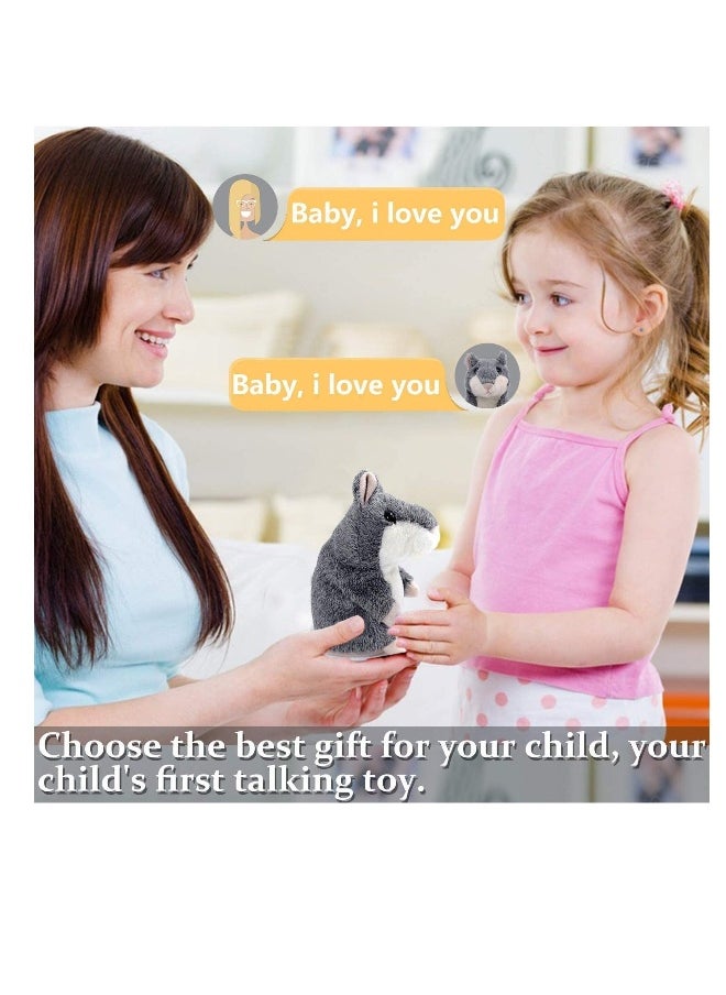 Talking Hamster ,Repeats Everything You Say, Toys for Kids Toddlers Funny Toy for 2 3 4 5 6 7 Year Old Baby, Child ,Clear Voice Interactive Plush Animal Toys Gray