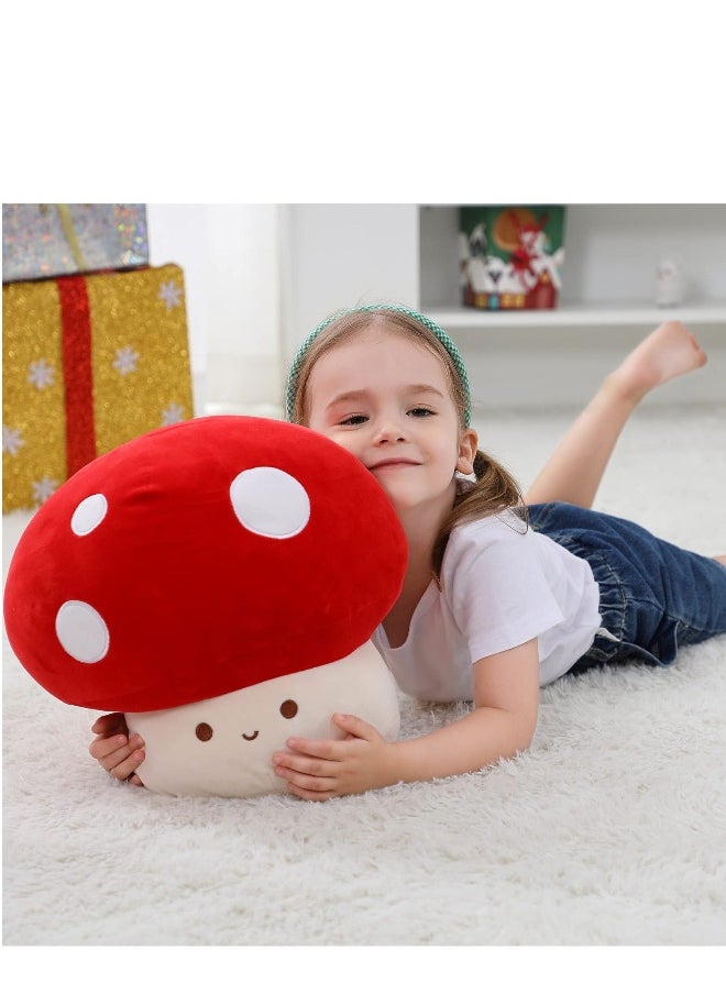 Mushroom Plush Toy for Beds and Sofas, Cute Kawaii Squishy Doll Stuffed Hugging Pillows Gift for Girls Kids Women Decor , Plushie Toys for Kids Home Decor  (Red,9inch)