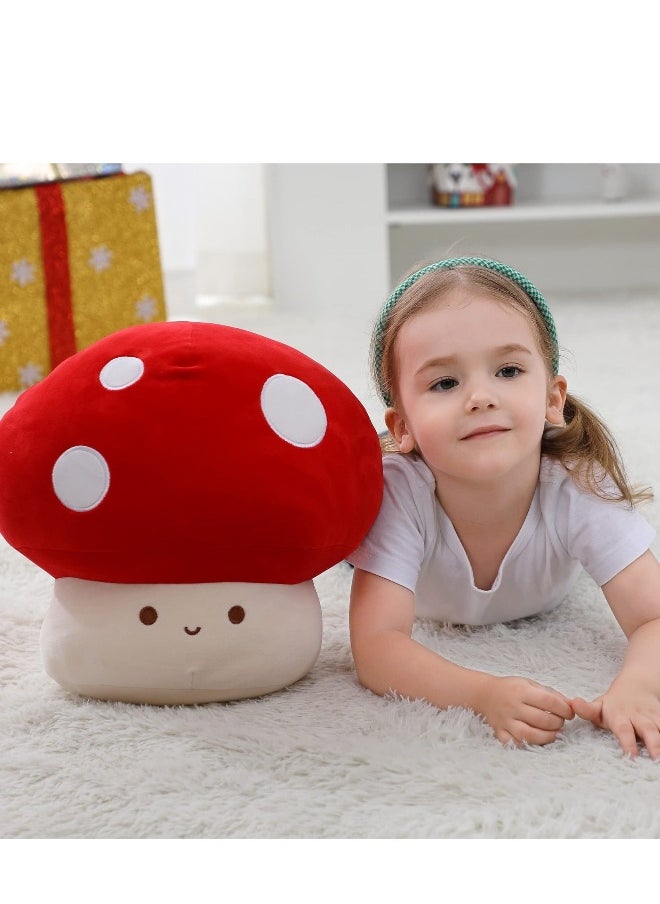 Mushroom Plush Toy for Beds and Sofas, Cute Kawaii Squishy Doll Stuffed Hugging Pillows Gift for Girls Kids Women Decor , Plushie Toys for Kids Home Decor  (Red,9inch)