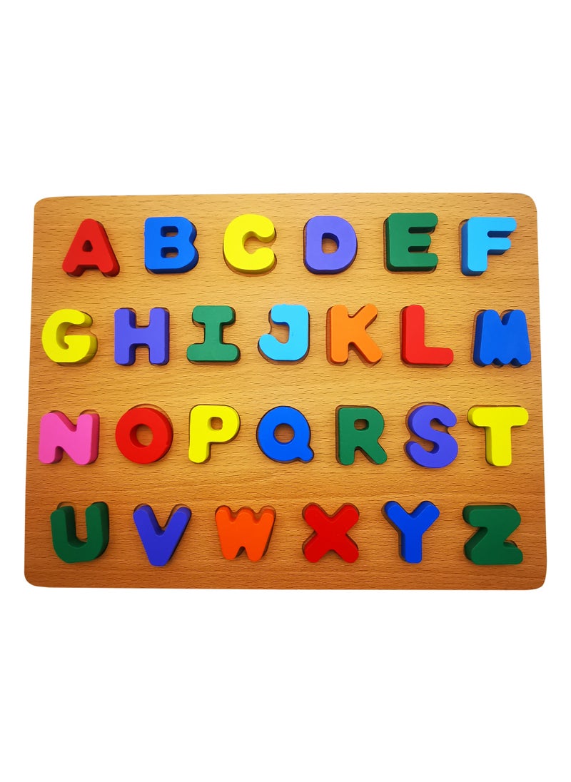 Wooden ABCD Letter Puzzle Toy, Educational Wooden Alphabet Puzzle Capital & Small Letters (2 packs)