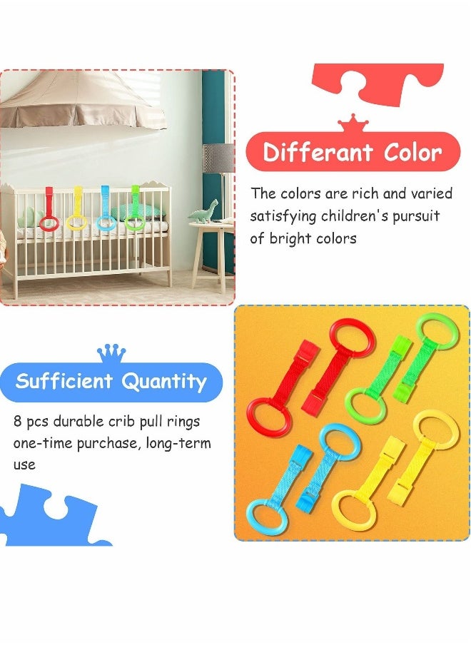 Baby Crib Pull Ring Baby Walking Exercises Assistant Rings Bed Stand Up Ring Hanging Ring Crib Pull Rings for Playpen Play Gym Cot Ring for Baby Toddler 8 Pieces