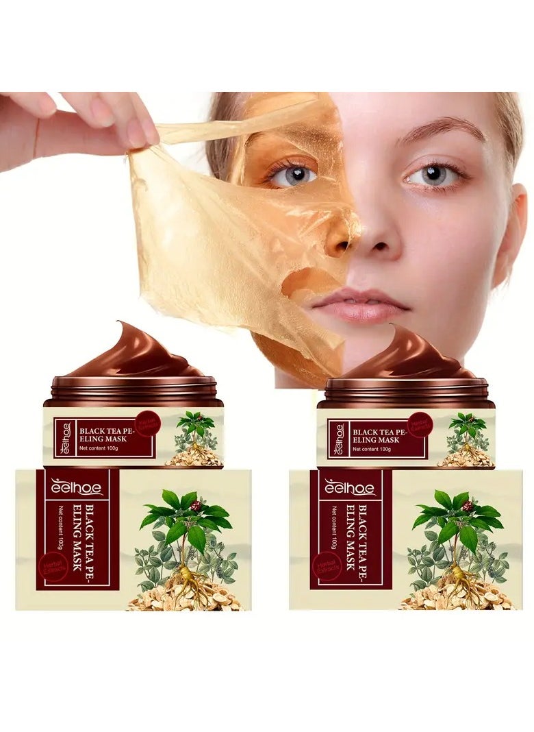 100g Ginseng Black Tea Peeling Mask - Exfoliating & Repairing Solution for Blackheads, Spots, Melanin & Pigment Removal, Improving Skin Clarity & Radiance - Natural Herbal Formula for Glowing Complexion