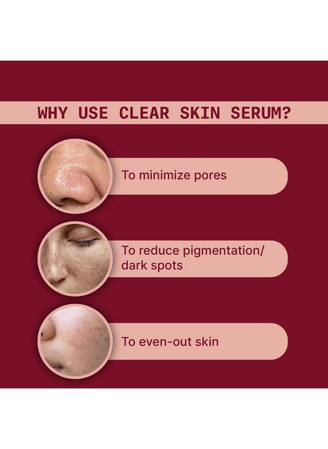 Clear Skin Serum - 10% Niacinamide, Hyaluronic Acid With Arbutin For Dark Spots Removal | Reduce Pigmentation, Wrinkles & Minimize Pores | All Skin Types | Women & Men (30Ml)