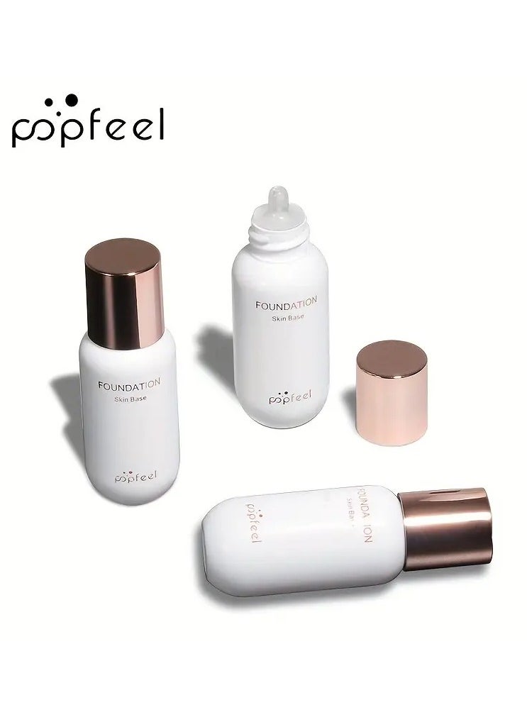 POPFEEL Flawless Finish Foundation - Lightweight, Long-Lasting Concealer for All Skin Tones, Natural Look, Non-Fading Liquid Foundation in Light Brown Shade, Creamy Texture, Full Coverage & Oil Control