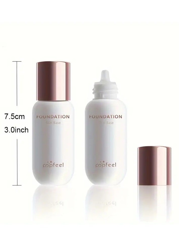 POPFEEL Flawless Finish Foundation - Lightweight, Long-Lasting Concealer for All Skin Tones, Natural Look, Non-Fading Liquid Foundation in Light Brown Shade, Creamy Texture, Full Coverage & Oil Control