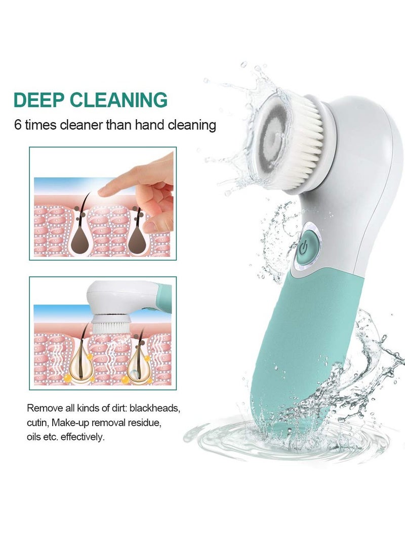 Facial Cleansing Brush Electric Facial Exfoliating Massage Brush with 3 Cleanser Heads and 2 Speeds Adjustable for Deep Cleaning, Removing Blackhead, Face Massaging