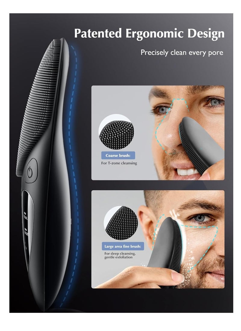 COSLUS Facial Cleansing Brush Silicone Face Scrubber: Waterproof Rechargeable Face Wash Brush, 4 Cleansing Modes, Electric Face Exfoliator for Men Women Cleaning, Exfoliating, Massaging