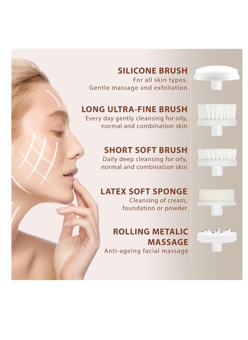 Face Scrubber | Facial Cleansing Brush Exfoliator Skin Care Products Beauty Products Powered Electric Wash Exfoliating Spin Cleanser Cleaning Scrub Including 7 Heads (Opal)