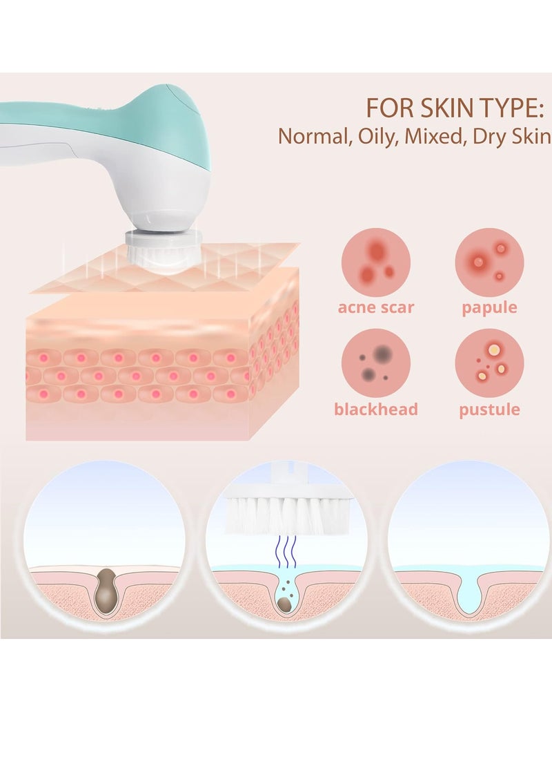Face Scrubber | Facial Cleansing Brush Exfoliator Skin Care Products Beauty Products Powered Electric Wash Exfoliating Spin Cleanser Cleaning Scrub Including 7 Heads (Opal)