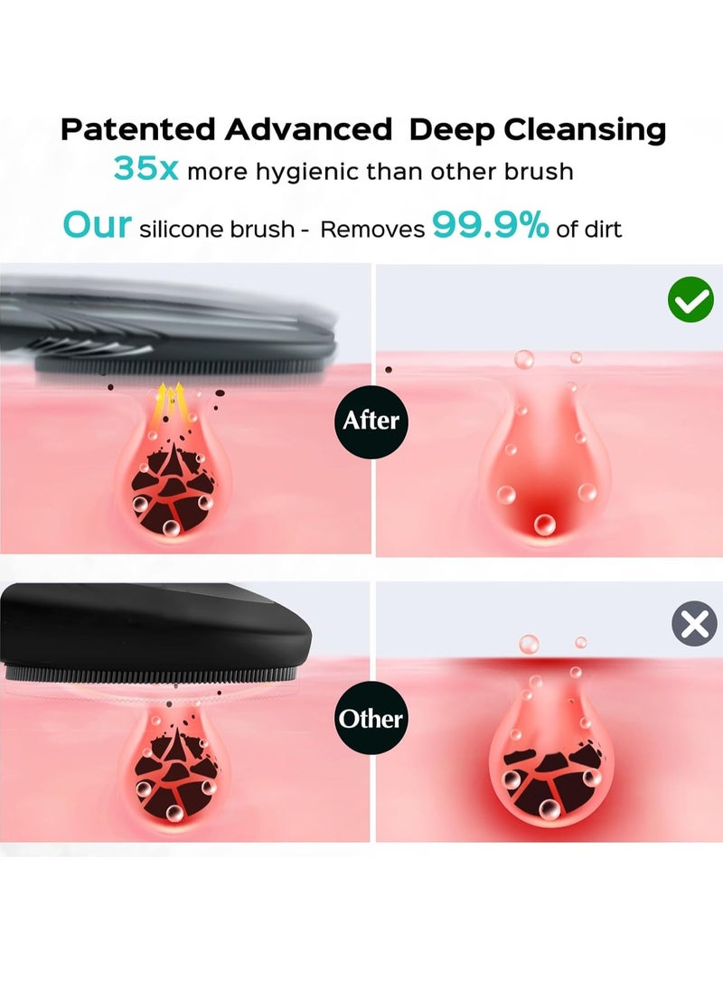 COSLUS Facial Cleansing Brush Face Scrubber : Portable Silicone Waterproof Rechargeable Face Wash Brush, 5 Cleansing Modes, Electric Deep Cleaning for Men & Women, Removing Blackhead, Exfoliating