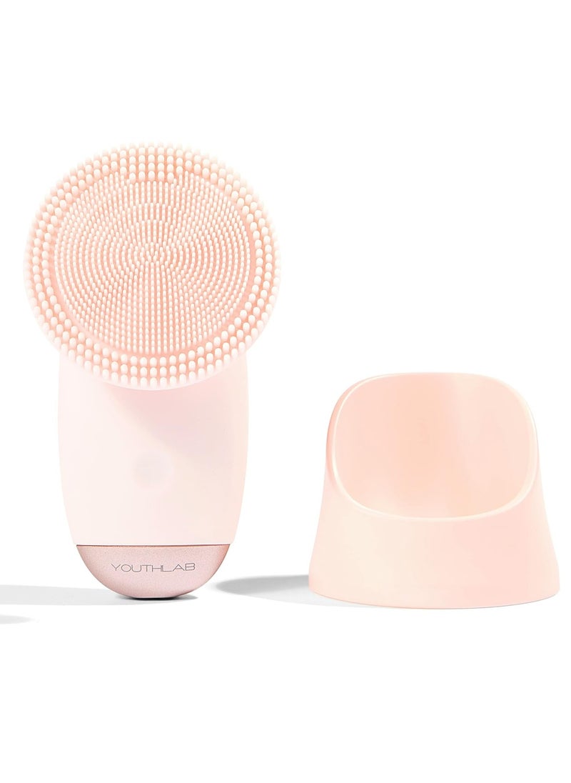 YouthLab SoniGlow, Pink, Silicone Facial Skin Cleansing Brush, Electric, Vibrating, Scrubber, Hygienic, Exfoliation, Massage, Firm, Tone, Blackheads, Pores, Waterproof, Rechargeable, Makeup Removal