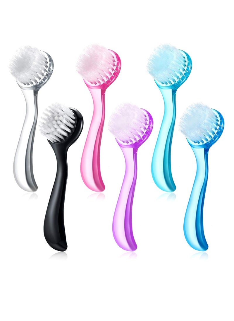 6 Pieces Facial Cleansing Brush Soft Bristle Facial Brush Scrub Exfoliating Facial Brush with Acrylic Handle, Face Wash Scrub Exfoliator Brush for Face Care Makeup Skincare Removal