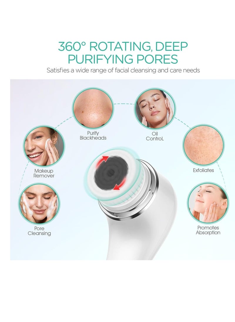 VOYOR Facial Cleansing Brush Electric for Deep Skin Cleansing Face Scrubber Rechargeable for Exfoliating and Removing Blackhead Spin Face Brush for Massaging, Remove Makeup Facial Brush FB101