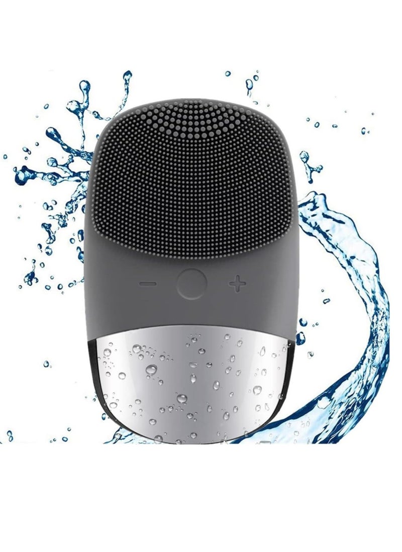 MEGAN Facial Cleansing Brush,USB Rechargeble Electric Silicone Face Scrubber,IPX7 Waterproof Sonic Facial Massager, 3 in 1 face Brush for Deep Cleanning, Blackhead Remover, Exfoliating.（Black）