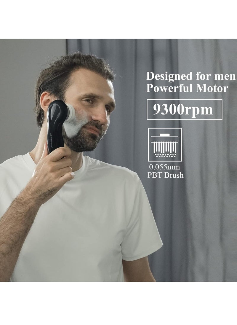 TOUCHBeauty Facial Cleansing Brush for Men Face Scrubber with Advanced PBT Bristles Spin Brush & Stand, Facial Cleansing System Designed for Men | Dual Speed, Waterproof, Battery Powered TB-0759M