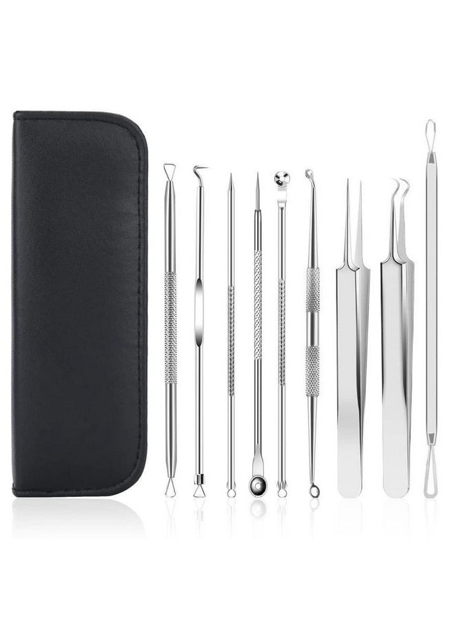 ® 9Pcs Blackhead Remover Tools Stainless Steel Blackhead Pimple Blemish Extractor/Remover Tool With Tweezers, Professional Acne Remove Tools