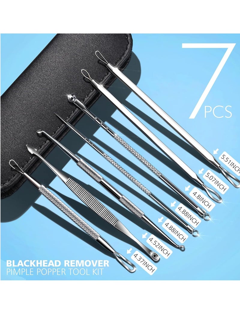 Teenitor 7 in 1 Pimple Popper Tool Kit Blackhead Remover Tools Blackhead Extractor, Pimple Extractor Pimple Popper Tool Zit Popper Tool Acne Tools Comedone Extractor Black Head Remover for Face