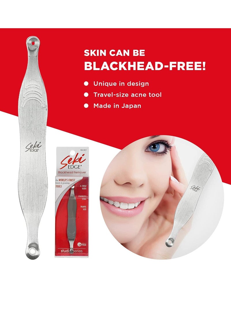 Seki Edge Blackhead Remover (SS-801) - Comedone Extractor for Blackheads - Professional Pimple Popper Tool with 2 Hole Sizes - Preventive Acne Tool & Pore Extractor