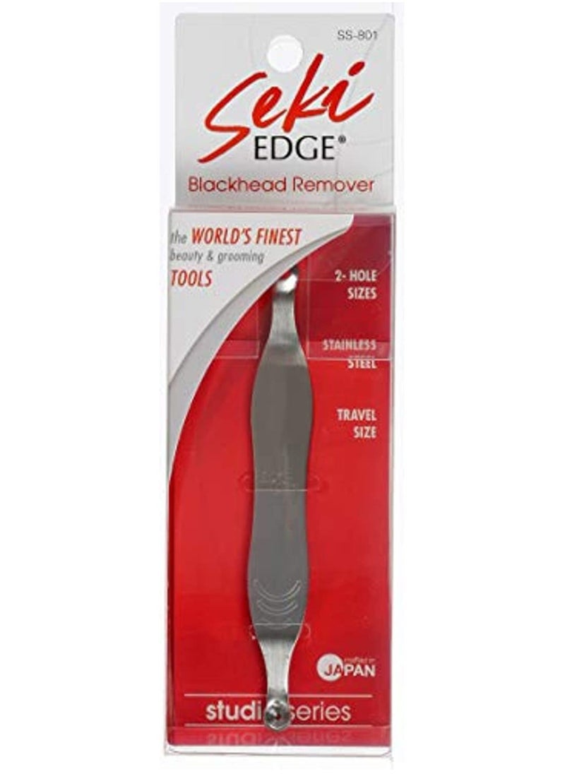 Seki Edge Blackhead Remover (SS-801) - Comedone Extractor for Blackheads - Professional Pimple Popper Tool with 2 Hole Sizes - Preventive Acne Tool & Pore Extractor