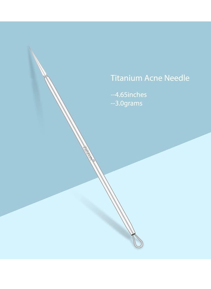 ZIZZON Titanium Lancet Needle Acne Blackhead Remover Pimple Extractor Popper Tool