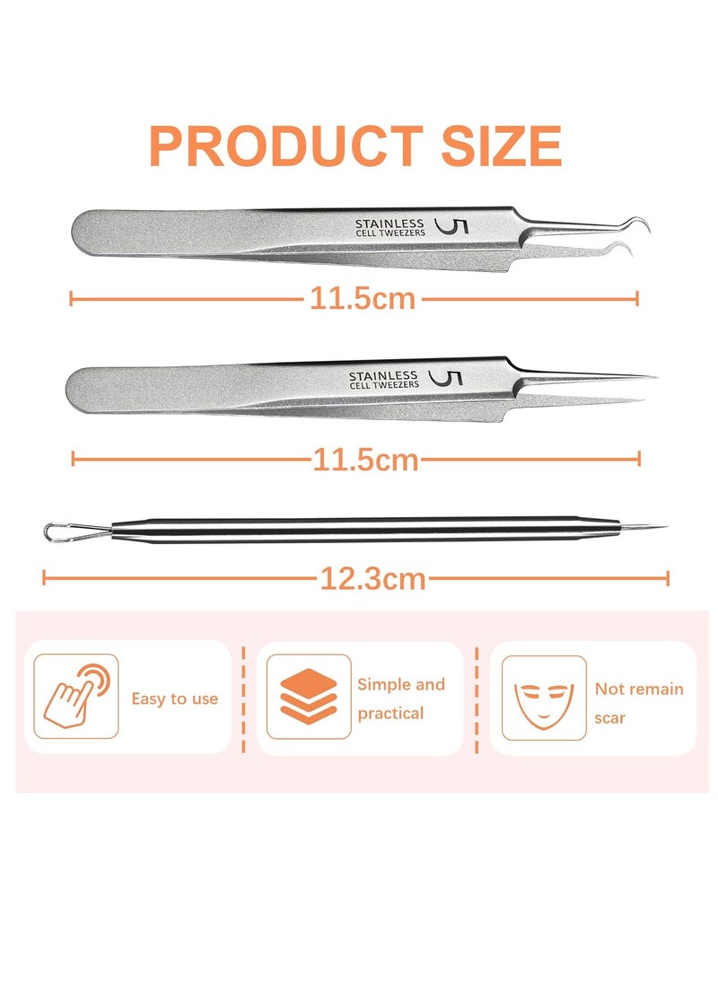 WSYUB Blackhead Tweezers, Milia Remover, Pimple Popper Tool,Ingrown Hair Tweezers, Blackhead Extractor