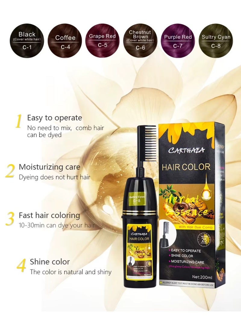 200ml Chestnut Brown Hair Dye Color with Comb Hair Dye Comb with Herbal Essence 15 to 25 Min Easy Hair Coloring Shampoo Moisturizing Shining Ultra Glossy Color Cream Hair Dyeing Color Cream