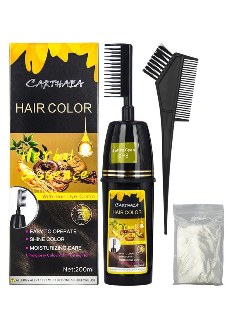 200ml Black Hair Dye Color with Comb Hair Dye Comb with Herbal Essence 15 to 25 Min Easy Hair Coloring Shampoo Moisturizing Shining Ultra Glossy Color Cream Hair Dyeing Color Cream