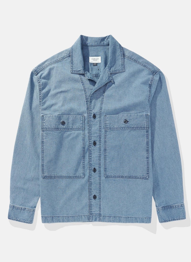 AE Long-Sleeve Denim Shirt Jacket