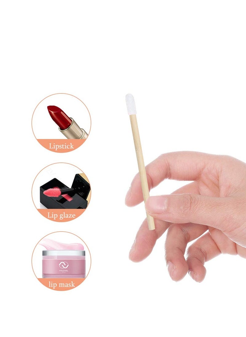 100 Pieces Disposable Lip Brushes Multifunctional Beauty Makeup Brush Lipstick Gloss Eyeshadow Applicator Smudge Cosmetic Tool Set