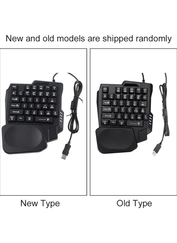 35 Keys Waterproof Single Handed Gaming Keyboard with Wide Palm Rest, Anti Slip Design, 3 Color Backlight for Computer Mobile Games