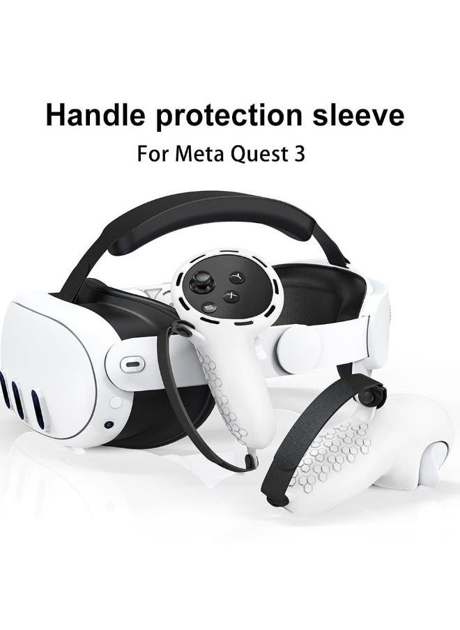 Controller Grips for Oculus Quest 3 Comfortable Silicone Cover with Controller Hand Straps 2Pcs Rocker Cap and Joystick Protection Reserve Precise Hole Positions White