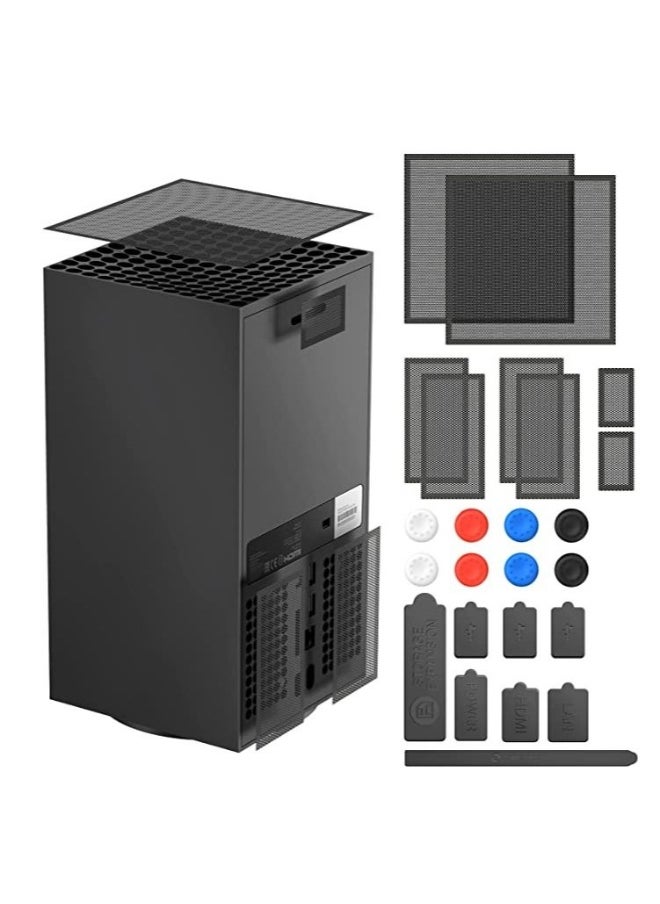 Dust Filter Cover for Xbox Series X with Rubber Dust Plugs, Top Case Dust Proof Filter Cover, Silicone Dust Plugs and Thump Grip Caps for Xbox Series X - 2 Pack Sets