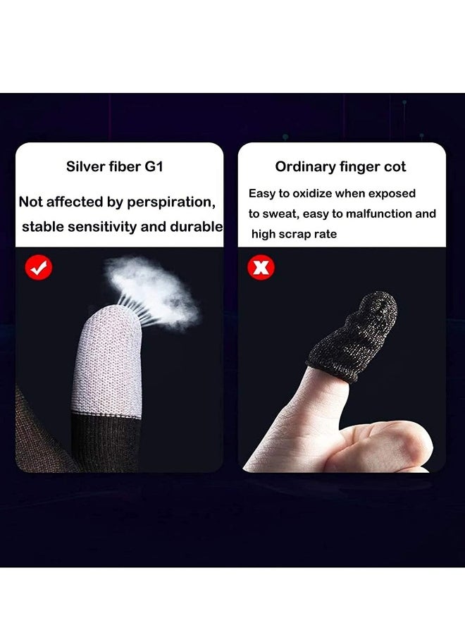 E-Sports Gaming Gloves Finger Sleeves Anti-Sweat Breathable Thumb for Highly Sensitive Nano-Silver Fiber Material Nylon Touch Screen PUBG Mobile Phone Games Accessories