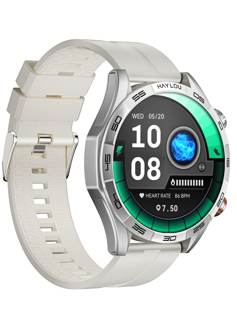 Smartwatch 1.58 AMOLED Display, 15 Days Battery Life, Health and Fitness Tracking, Notifications Alerts, 100+ Sports Modes, Dynamic Watch Faces and Supports NFC Access Control SOLAR-5 Silver