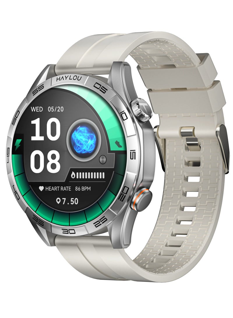 Smartwatch 1.58 AMOLED Display, 15 Days Battery Life, Health and Fitness Tracking, Notifications Alerts, 100+ Sports Modes, Dynamic Watch Faces and Supports NFC Access Control SOLAR-5 Silver