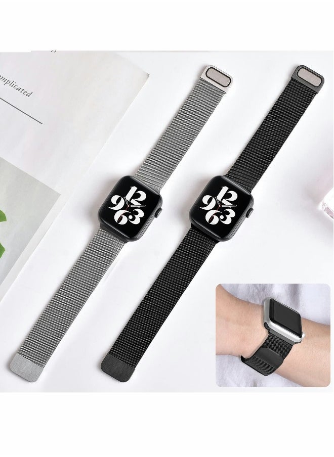 Compatible for Apple Watch Band, Adjustable Stainless Steel Magnetic Absorption Strap Strap Replacement for 42mm 44mm 45mm for iWatch Series SE 9/8/7/6/5/4/3/2/1