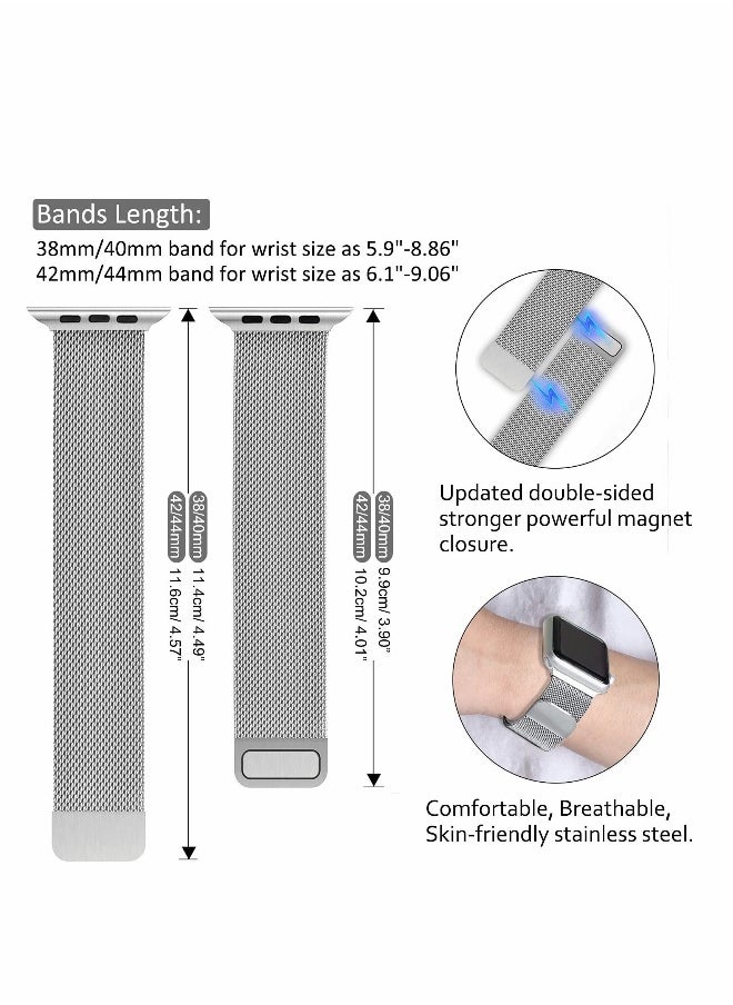 Compatible for Apple Watch Band, Adjustable Stainless Steel Magnetic Absorption Strap Strap Replacement for 42mm 44mm 45mm for iWatch Series SE 9/8/7/6/5/4/3/2/1