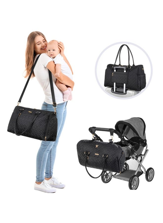 Diaper Bag Tote, Large Diaper Baby Bag With Cosmetic Bag Changing Pad, Multifunction Waterproof Travel Bag Mommy Bag, Black